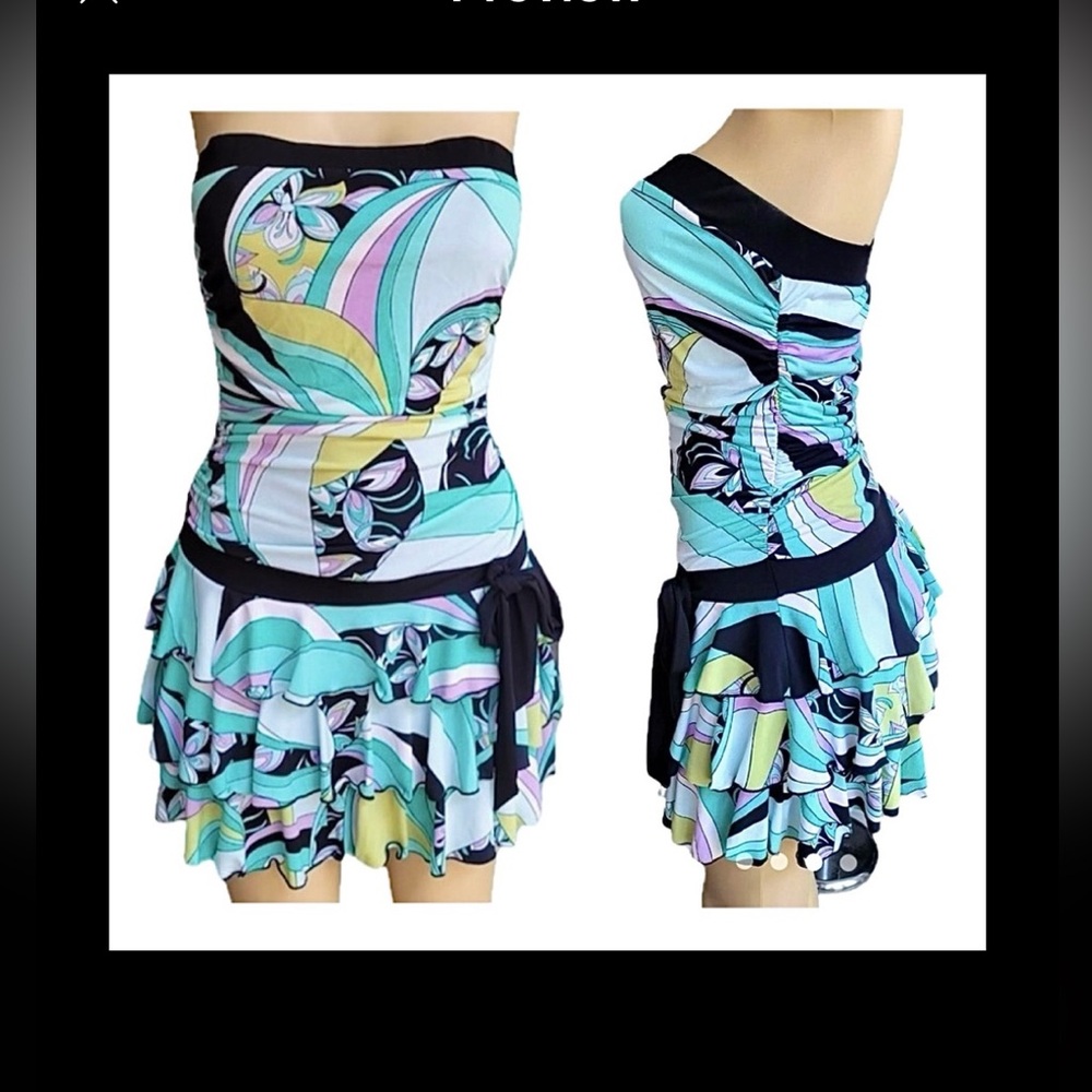 Vintage Byer Too! Strapless Mini Dress Ruffle Size M